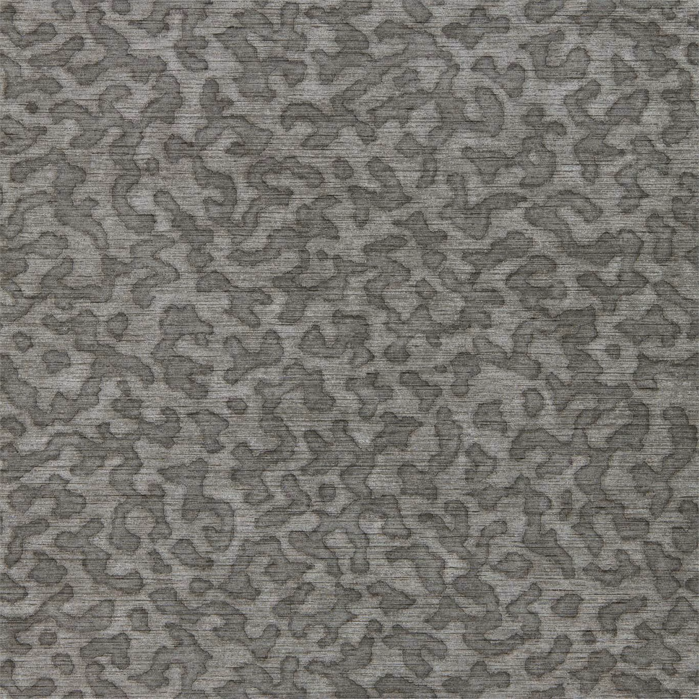 Layered graphite grey wallpaper with dense organic squiggle motifs and fine linear texture