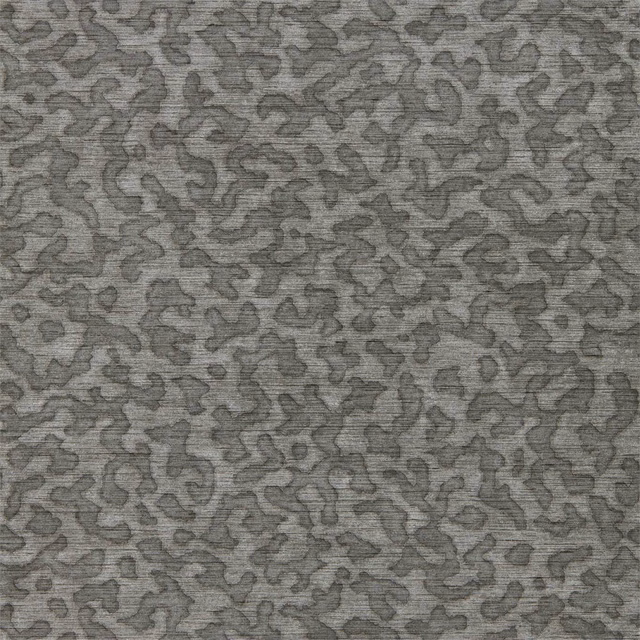 Layered graphite grey wallpaper with dense organic squiggle motifs and fine linear texture