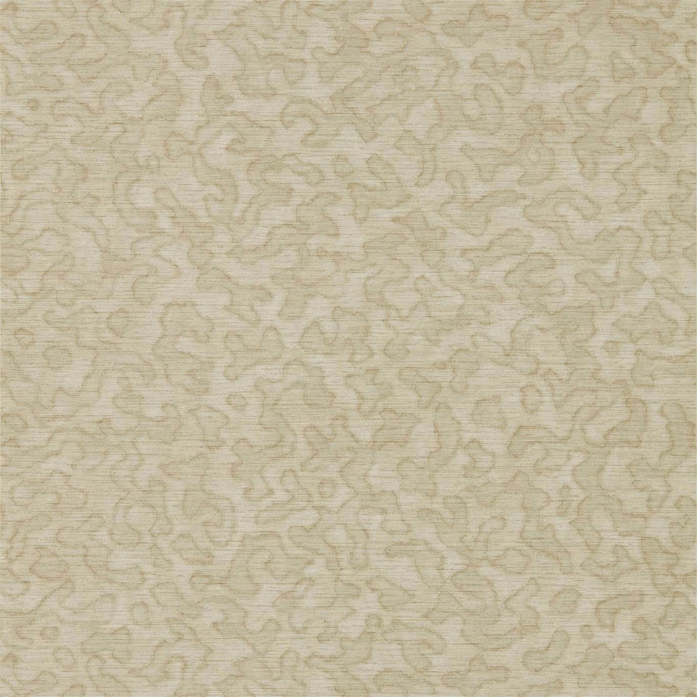Pale oat-beige wallpaper with fine taupe looping lines and a softly striated ground