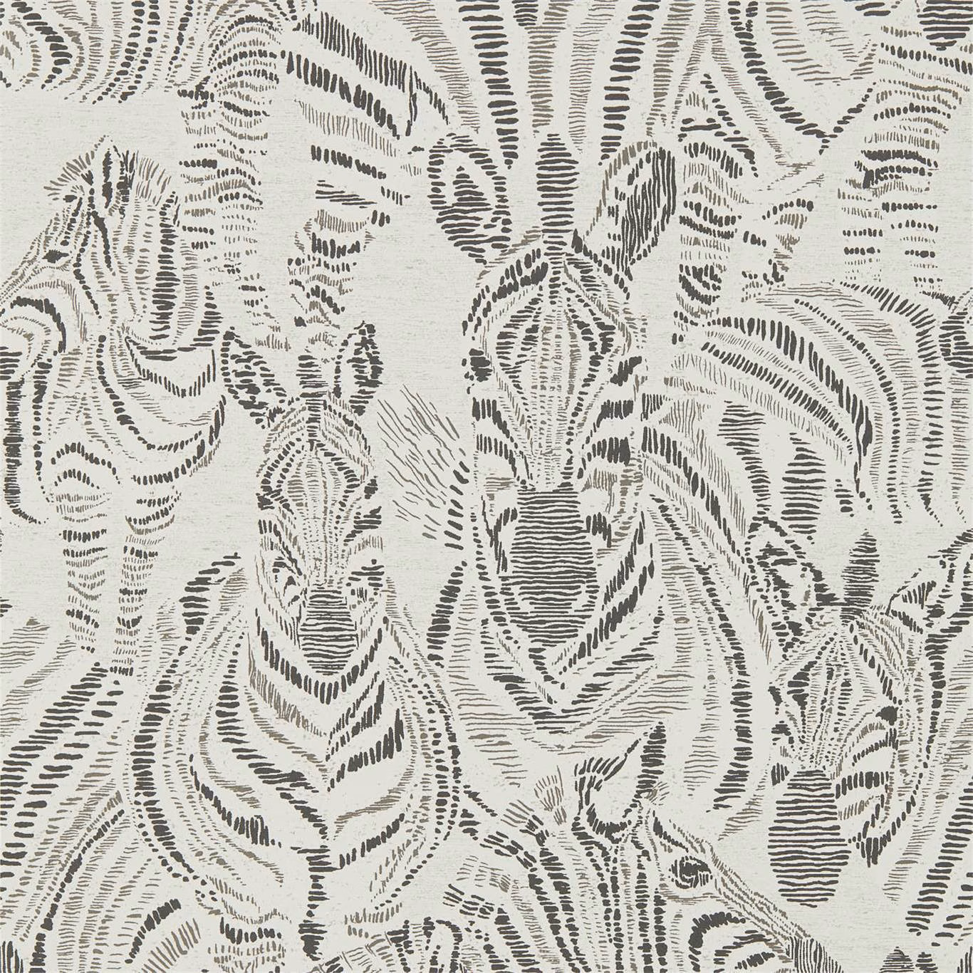 Chalk wallpaper with ebony animal-inspired stripes and expressive broken linework