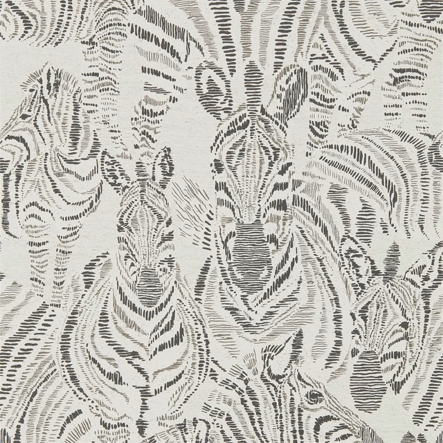 Chalk wallpaper with ebony animal-inspired stripes and expressive broken linework