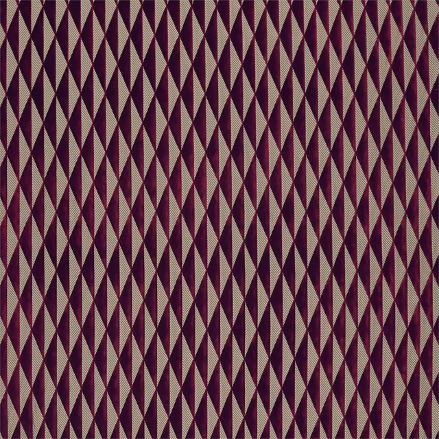 Berry-purple and taupe woven diamonds forming a crisp vertical geometric texture