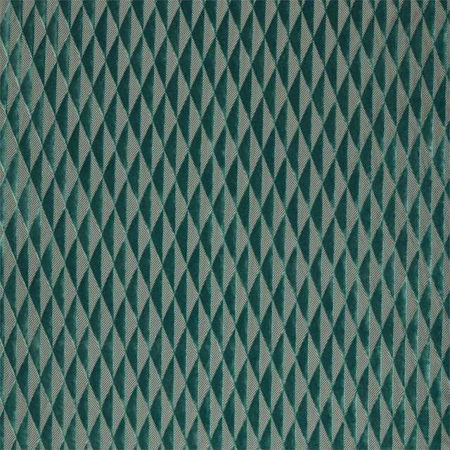 Deep emerald fabric with tightly packed mint-faceted diamond columns and fine woven texture