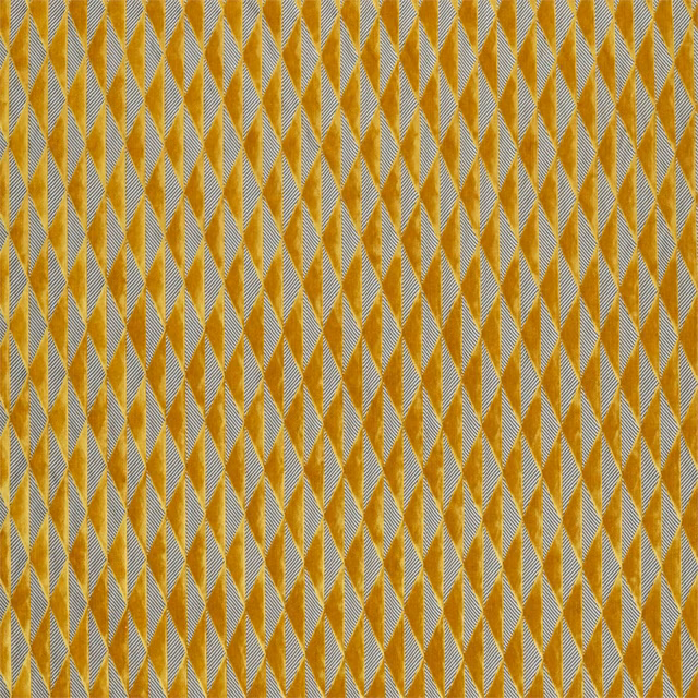 Warm ochre-gold geometric chevrons with fine, dimensional woven texture