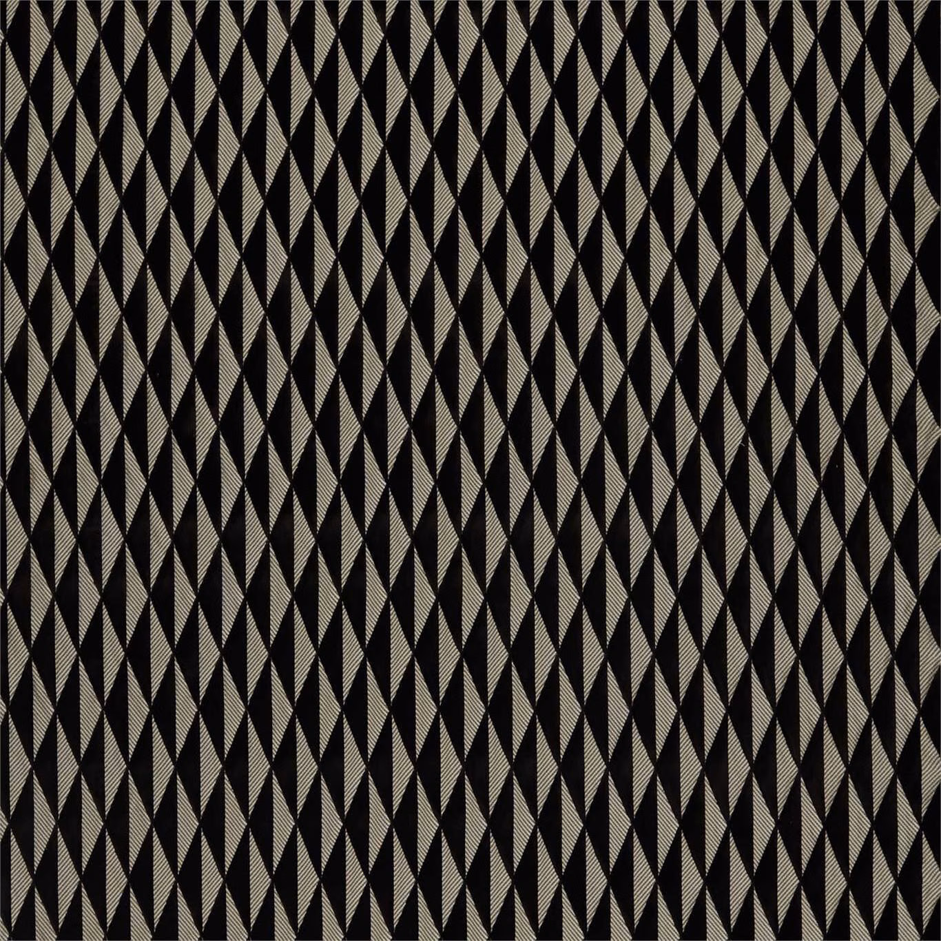 Near-black woven fabric with repeating taupe-grey diamond lattice and subtle texture