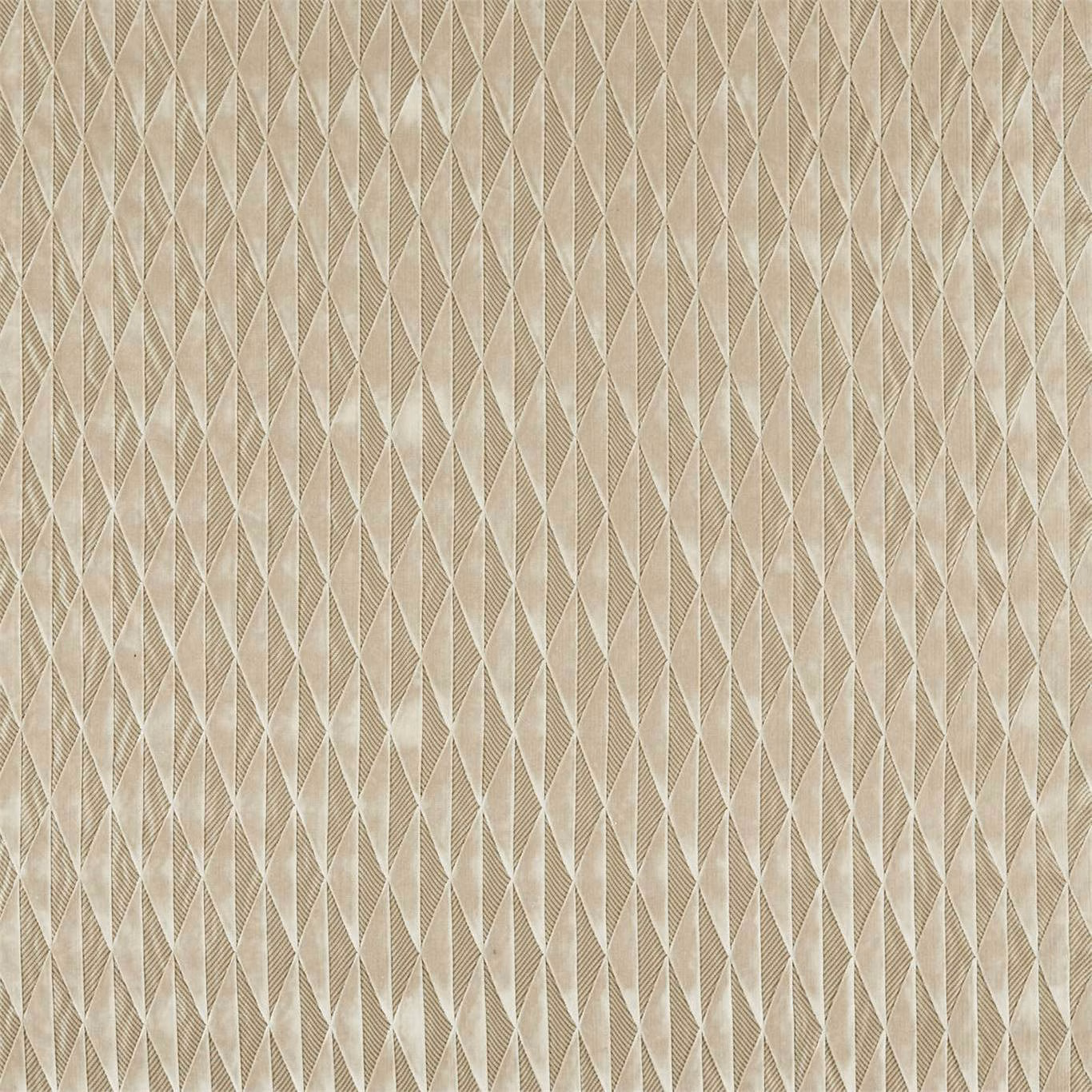 Pale greige woven fabric with narrow ivory diamond columns and subtle taupe shading