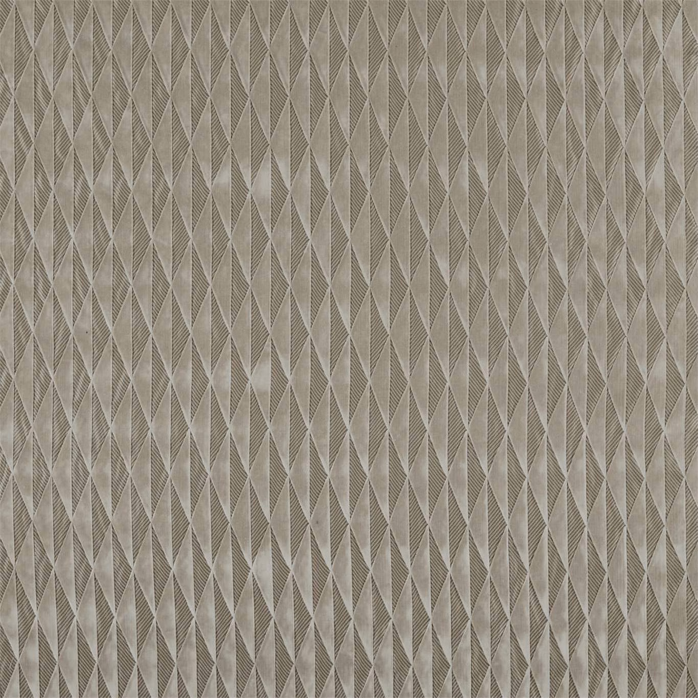 Oyster greige woven fabric with fine vertical diamond and chevron motifs