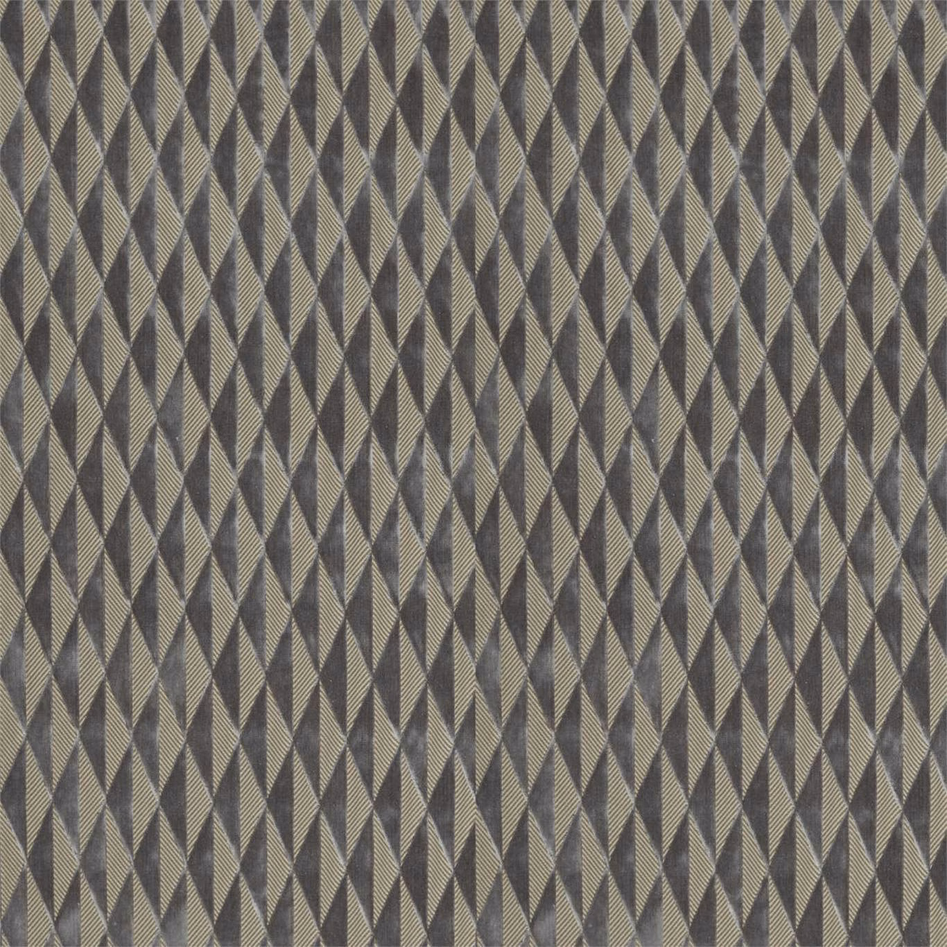 Cool pewter and charcoal diamond weave in tightly spaced vertical rows