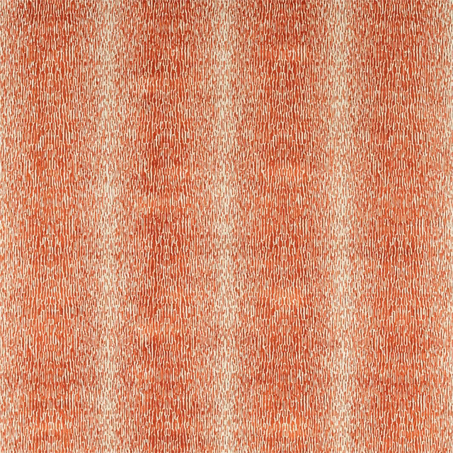 Warm cayenne-red woven fabric with fine vertical striations and softly mottled texture