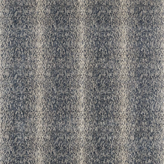 Inky blue-grey woven textile with chalk flecks and broken vertical striations