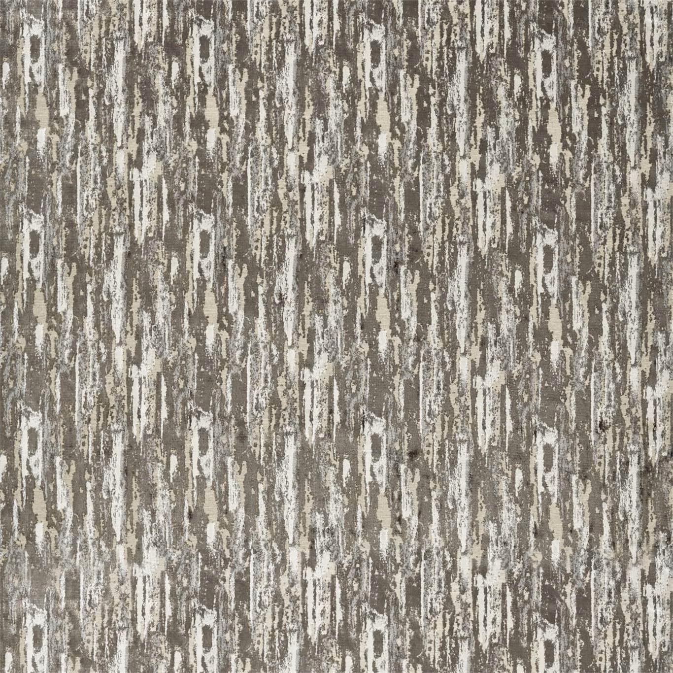 Graphite and oyster textile with distressed vertical striations and dense textured weave
