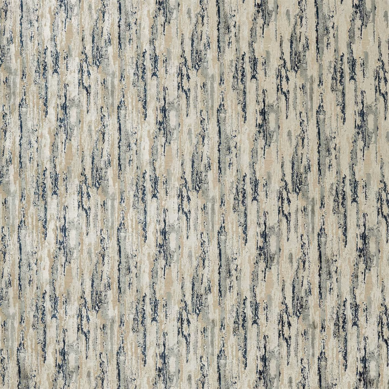 Beige and topaz woven fabric with broken vertical ink-blue striations