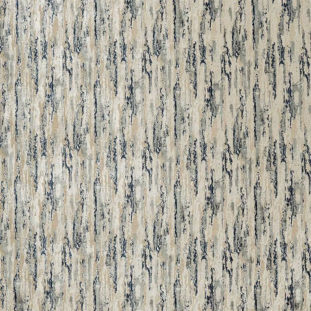 Beige and topaz woven fabric with broken vertical ink-blue striations