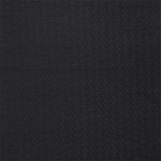 Close-up of deep charcoal black woven fabric with subtle intersecting angular texture