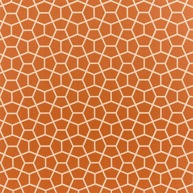 Burnished bronze fabric with an ivory irregular honeycomb lattice weave