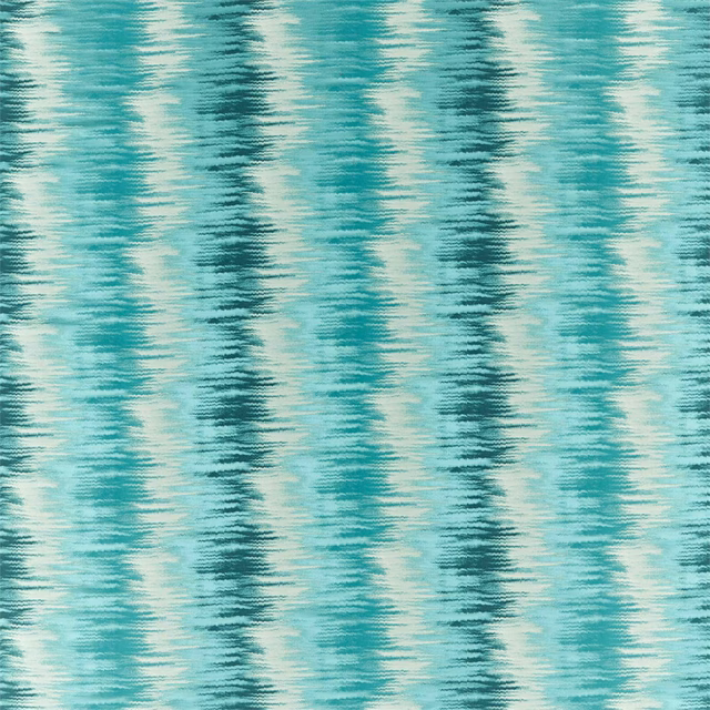 Cool turquoise textile with broken dark-teal vertical bands and softly brushed texture