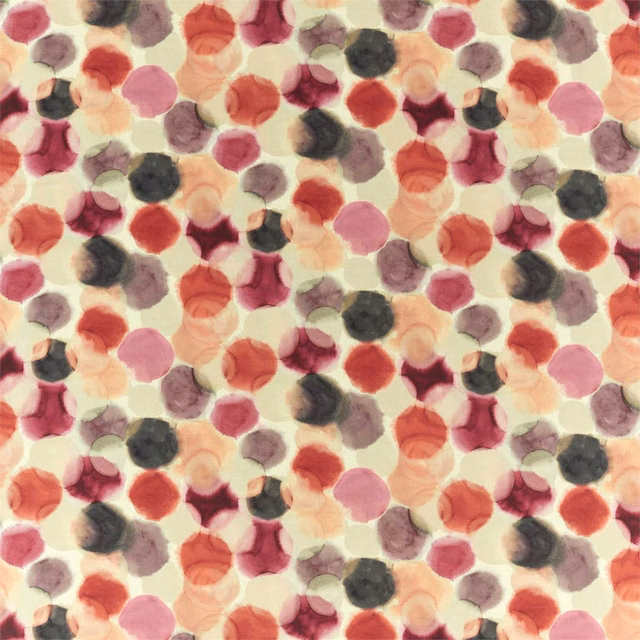 Coral, blush and charcoal painterly tulip motifs on a warm ivory ground