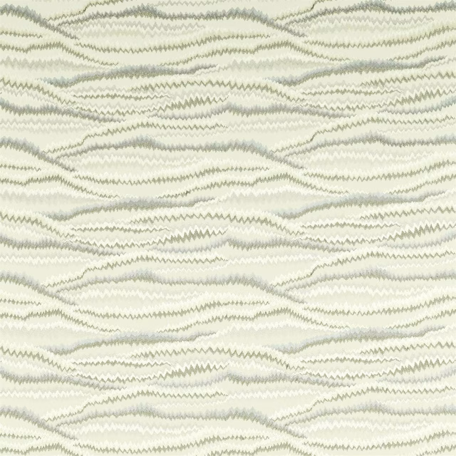 Pale oyster woven fabric with fine titanium-grey undulating zigzag bands