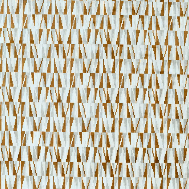 Tobacco brown and slate geometric zigzags in a dense textured weave