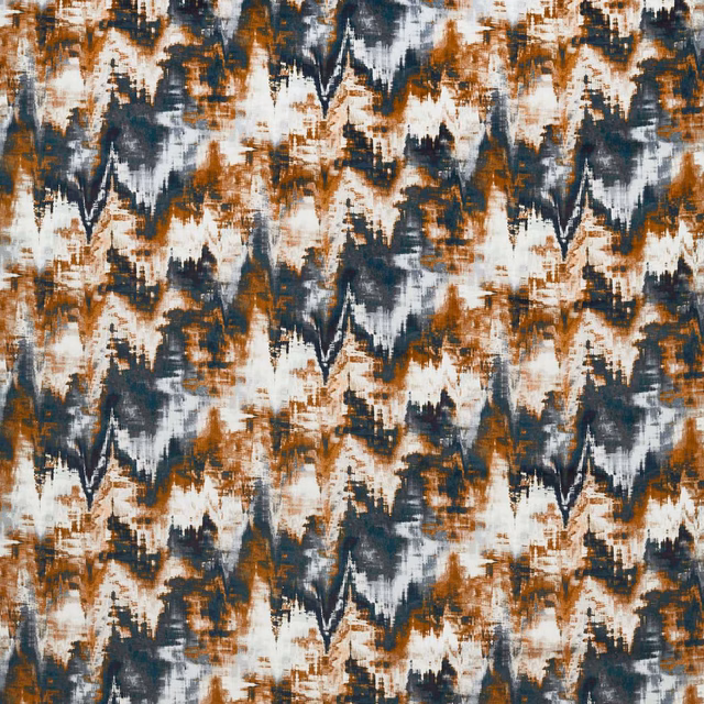 Tobacco, slate and clay jagged velvet motif with chalky cream highlights