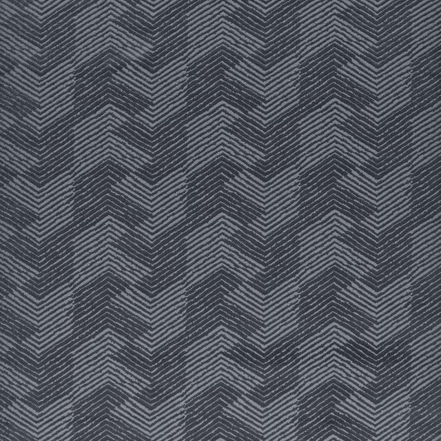 Charcoal-grey woven fabric with fine vertical chevron bands and textured zigzag lines