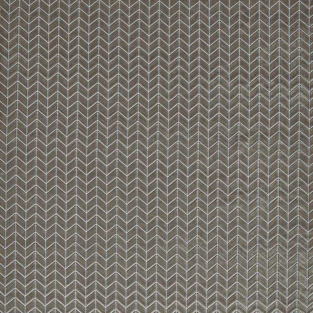 Deep grey-olive woven fabric with fine pale vertical chevron lines