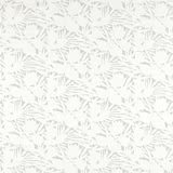 Pearl-white textile with soft grey scattered leaf and angular botanical motifs