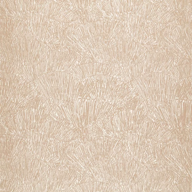 Warm parchment beige fabric with fine ivory abstract linear brush marks and tactile texture
