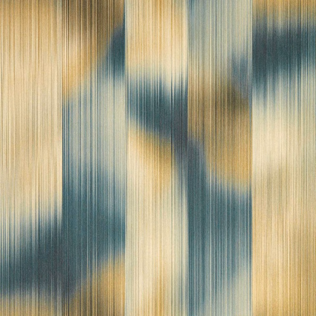 Adriatic blue and sand wallpaper with vertical blurred bands and fine striations