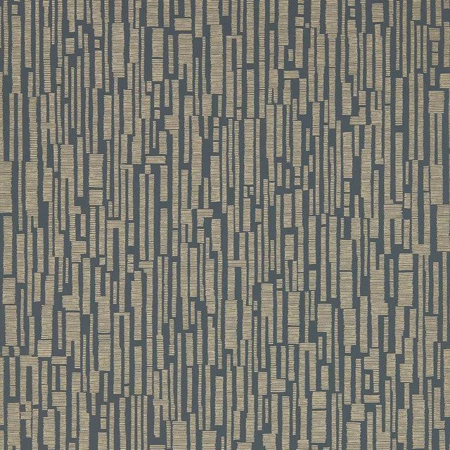 Charcoal wallpaper with taupe segmented vertical bars and irregular rectangular geometric breaks