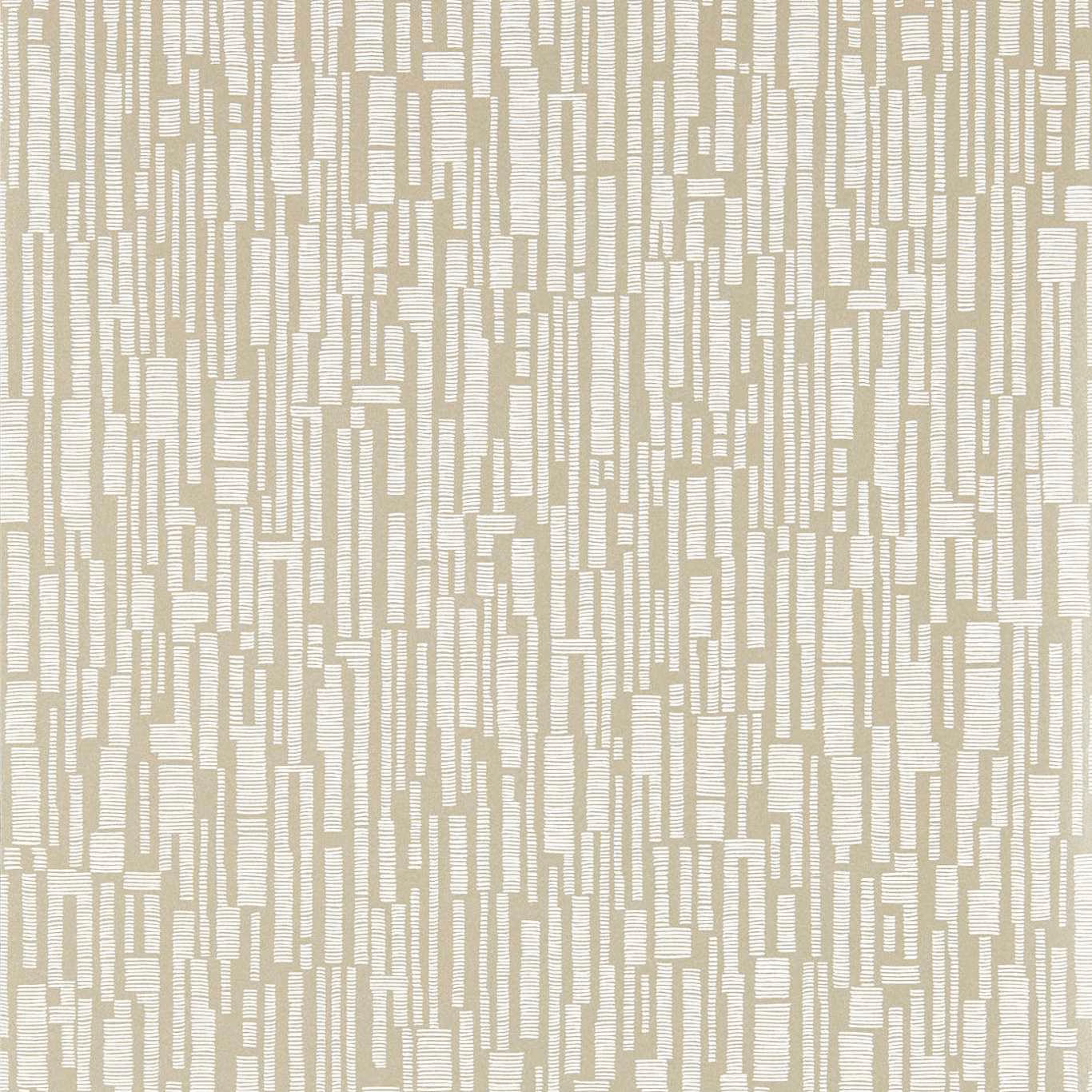 Pale oyster greige wallpaper with broken ivory vertical block motifs