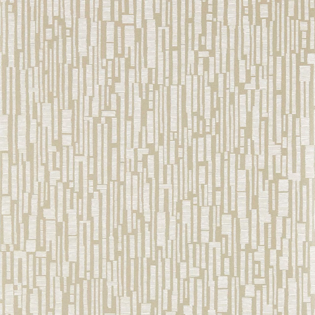 Pale oyster greige wallpaper with broken ivory vertical block motifs