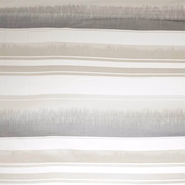 Sheer Kamida swatch with cool steel-grey, stone and white vertical stripes