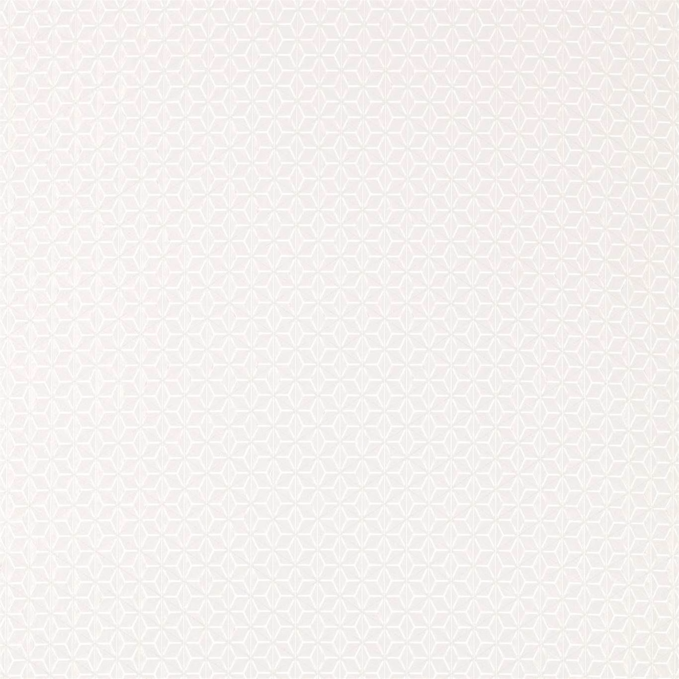 Pale porcelain cream fabric with a fine interlocking geometric lattice weave