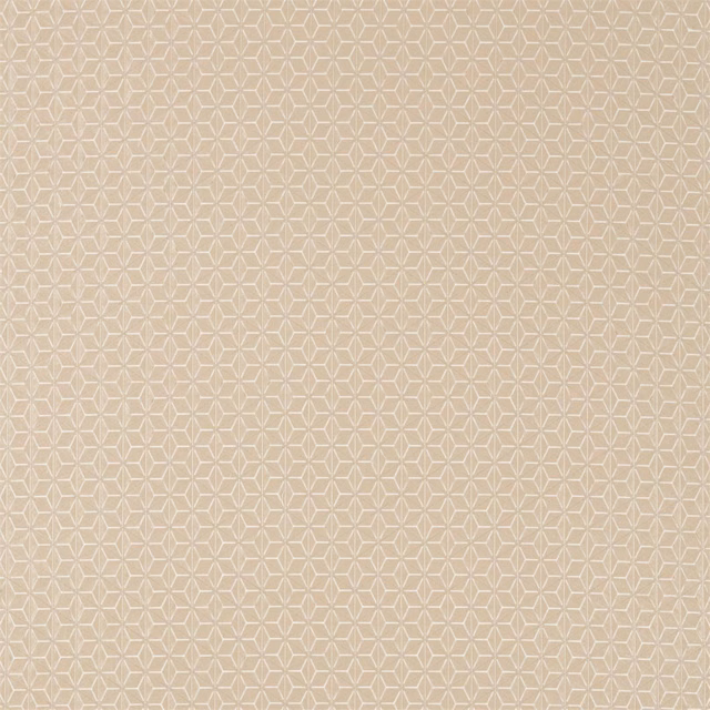 Pale taupe Laceria fabric with a fine ivory geometric lattice and subtle woven texture