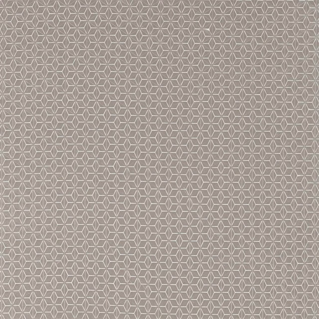 Smoky taupe textile with pale linked geometric lattice and subtly textured weave