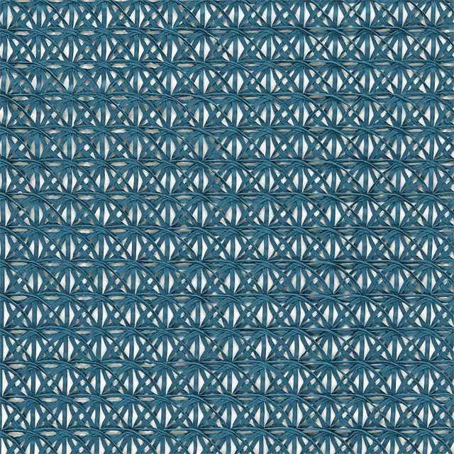 Cool teal sheer with layered arched lattice and pale translucent ground