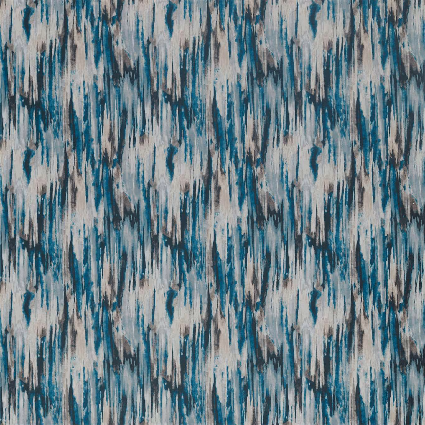 Deep petrol teal velvet with ivory and grey vertical painterly striations