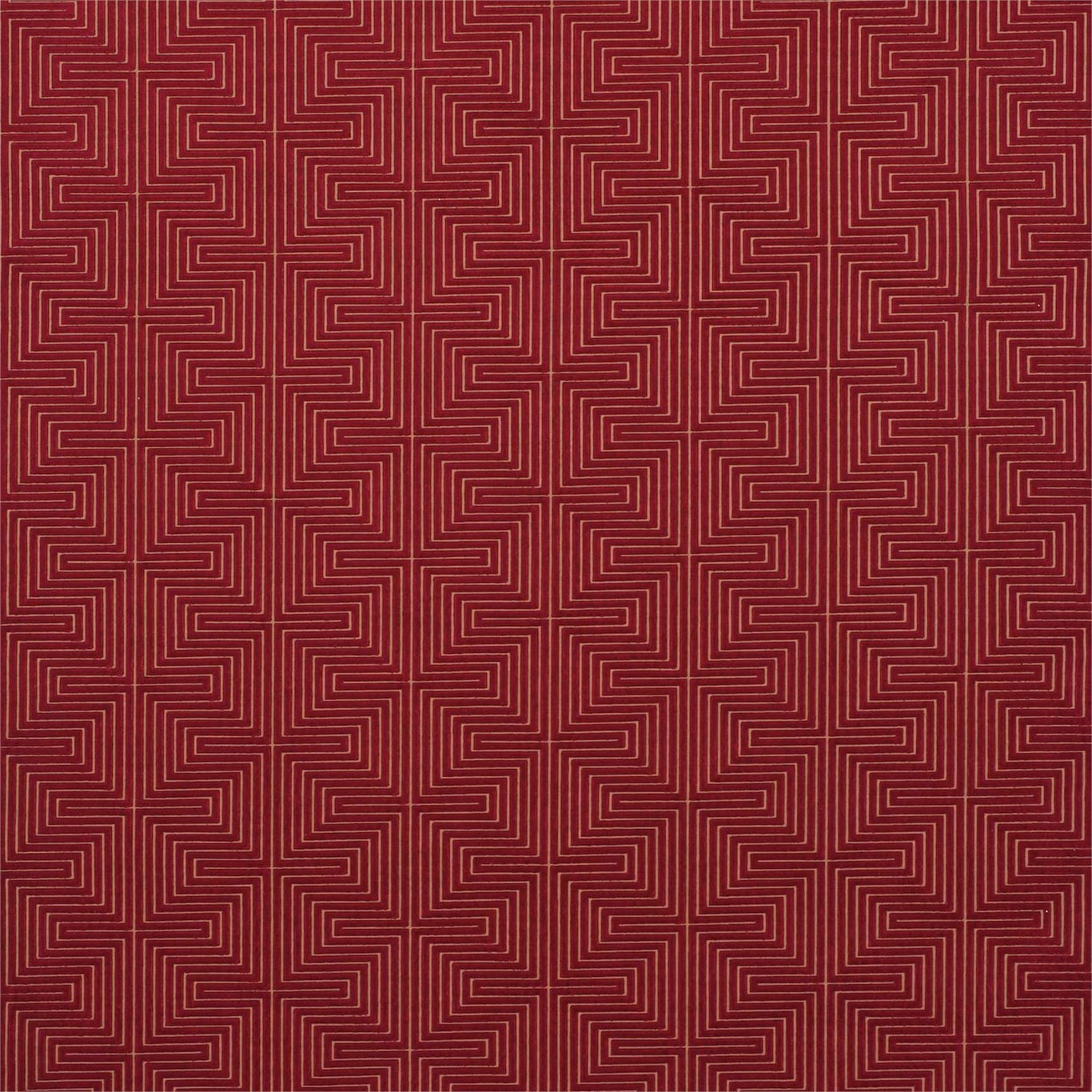 Deep claret velvet with fine stepped maze lines and subtle directional pile sheen