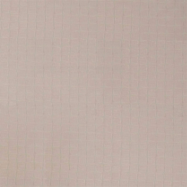 Pale blush velvet with a fine tonal rectangular grid and soft sheen