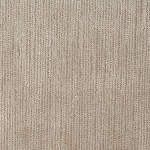 Close-up of pebble greige velvet with fine vertical ridged texture and tonal depth