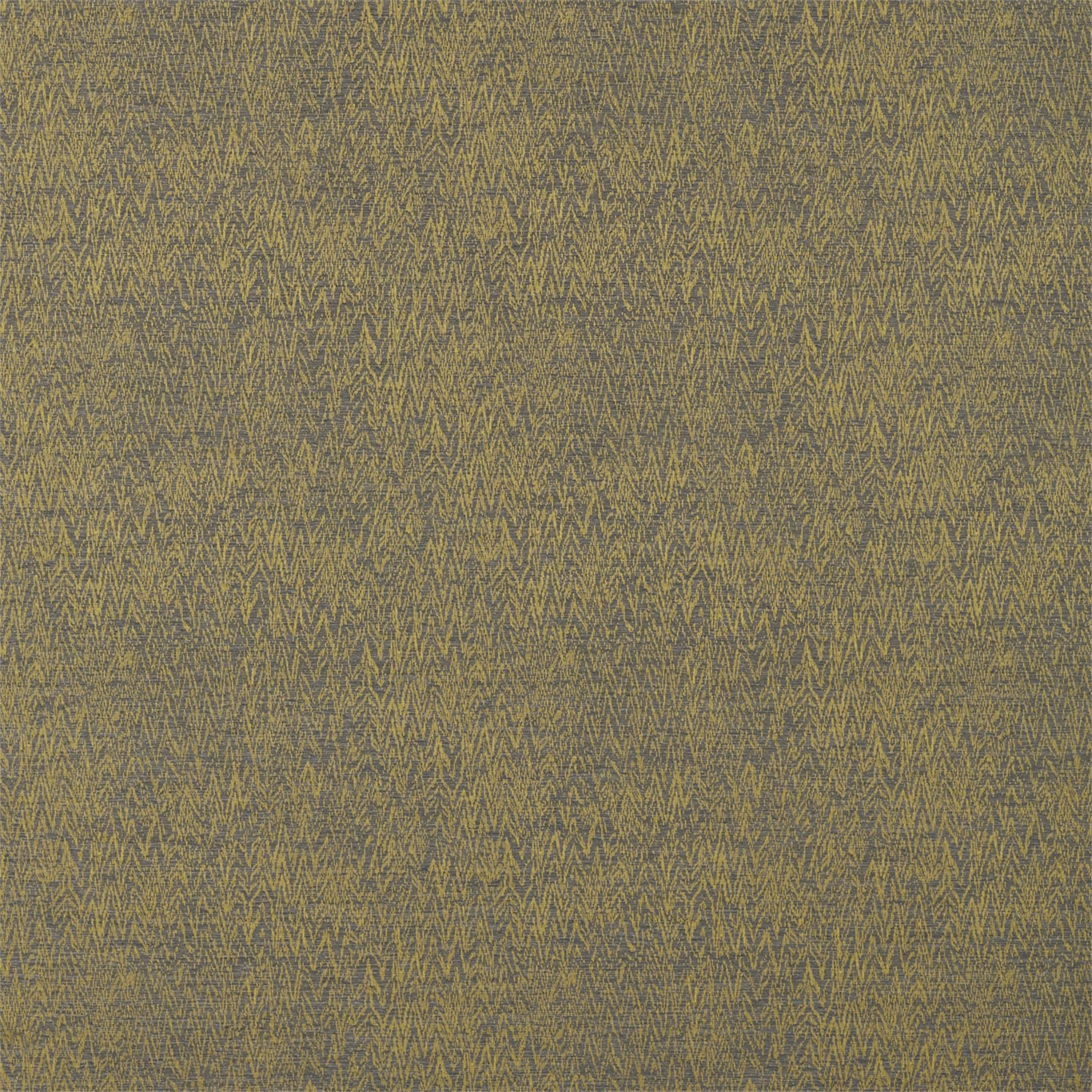 Muted olive-linden woven textile with fine, irregular yellow-grey zigzags
