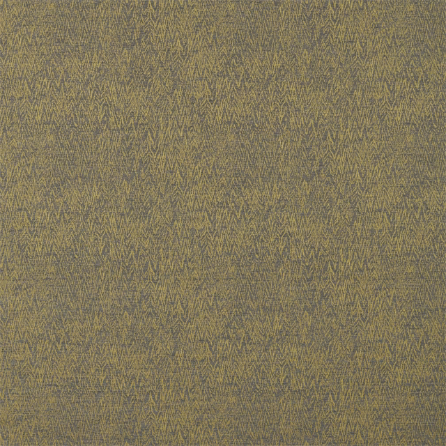 Muted olive-linden woven textile with fine, irregular yellow-grey zigzags