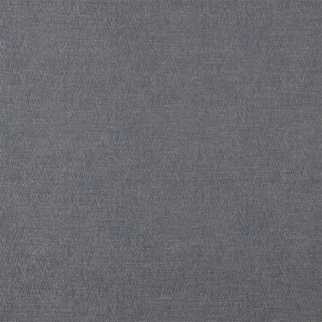 Smoky blue-grey woven swatch with fine charcoal angular zigzag texture