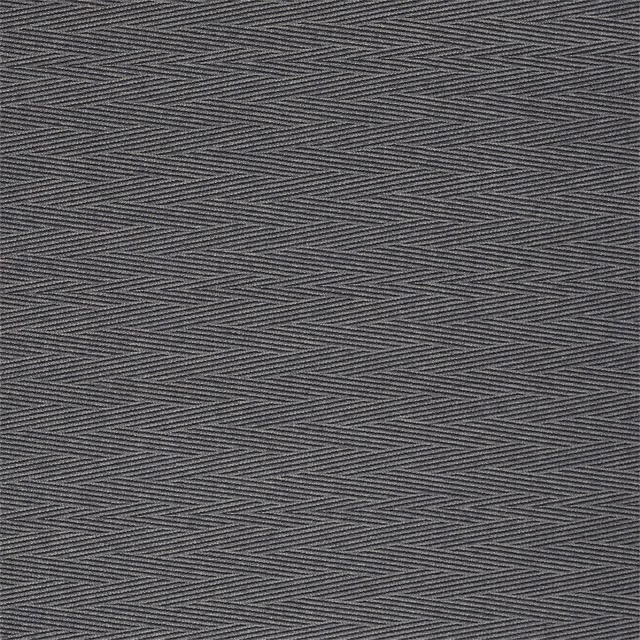 Dark graphite grey woven fabric with fine diagonal chevron lines and tonal texture