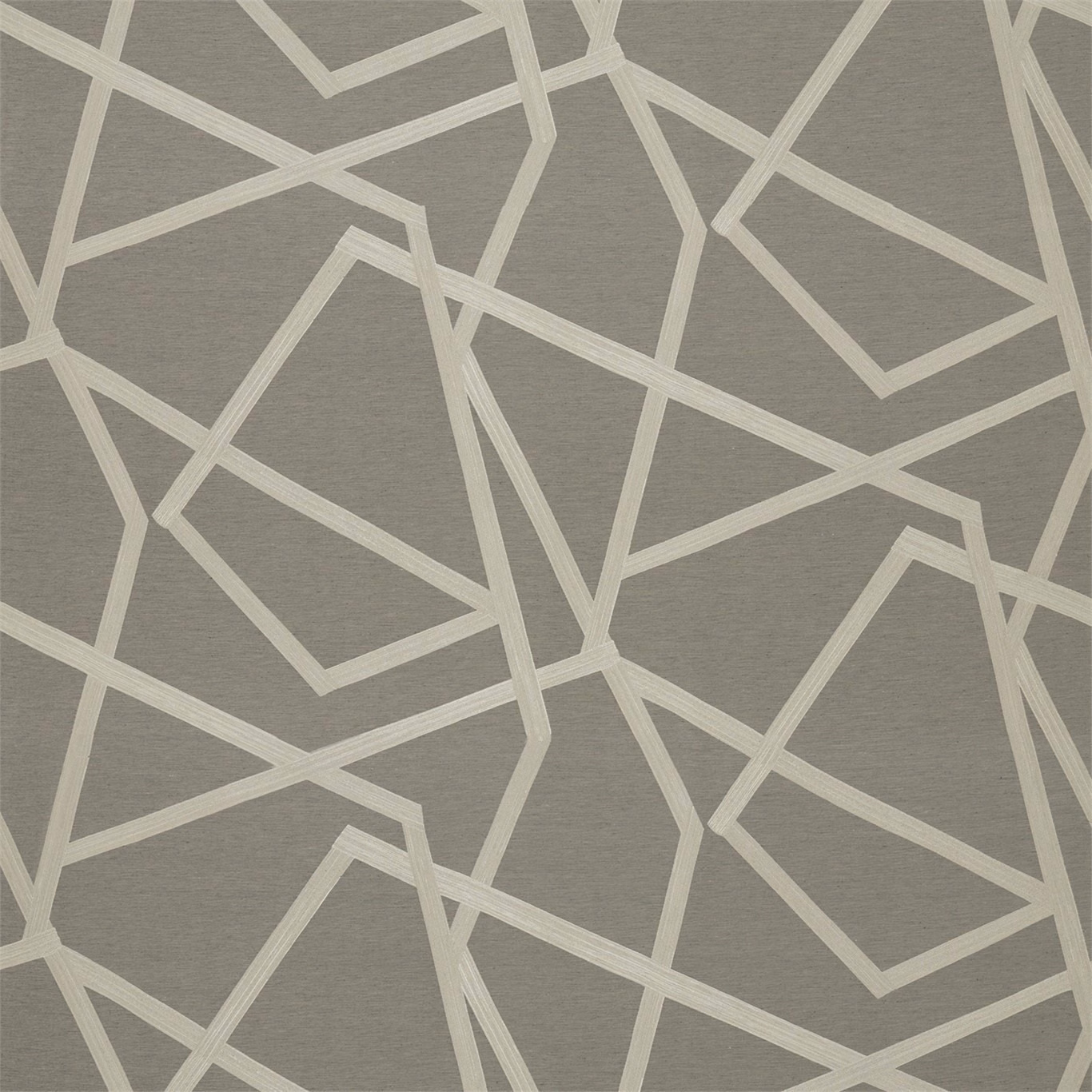 Stone taupe woven fabric with intersecting ivory angular lines and subtle horizontal texture