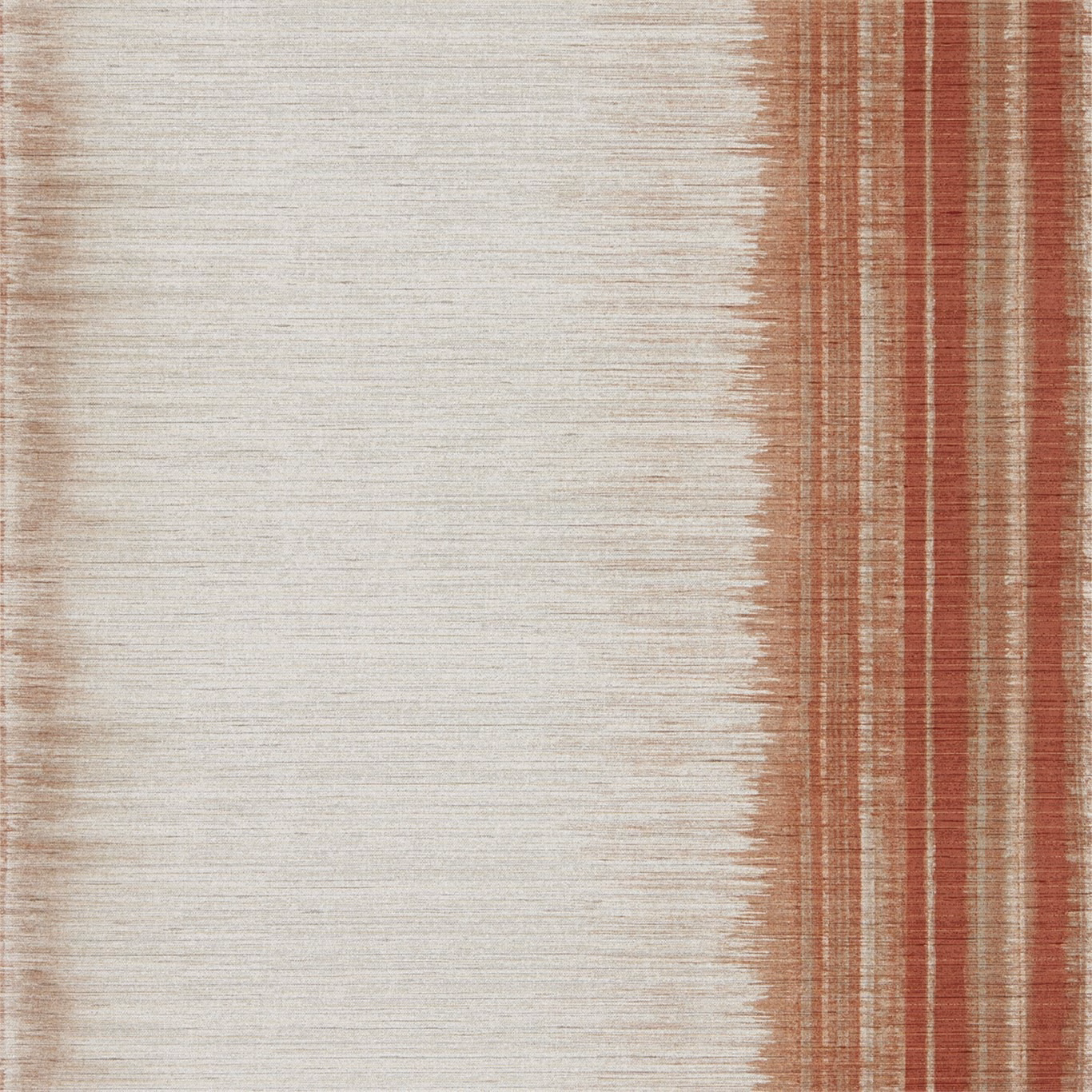 Paprika-red vertical striations fade into a pale, softly textured neutral ground