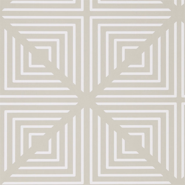 Pale chalk geometric lines forming nested squares on a warm linen-beige ground