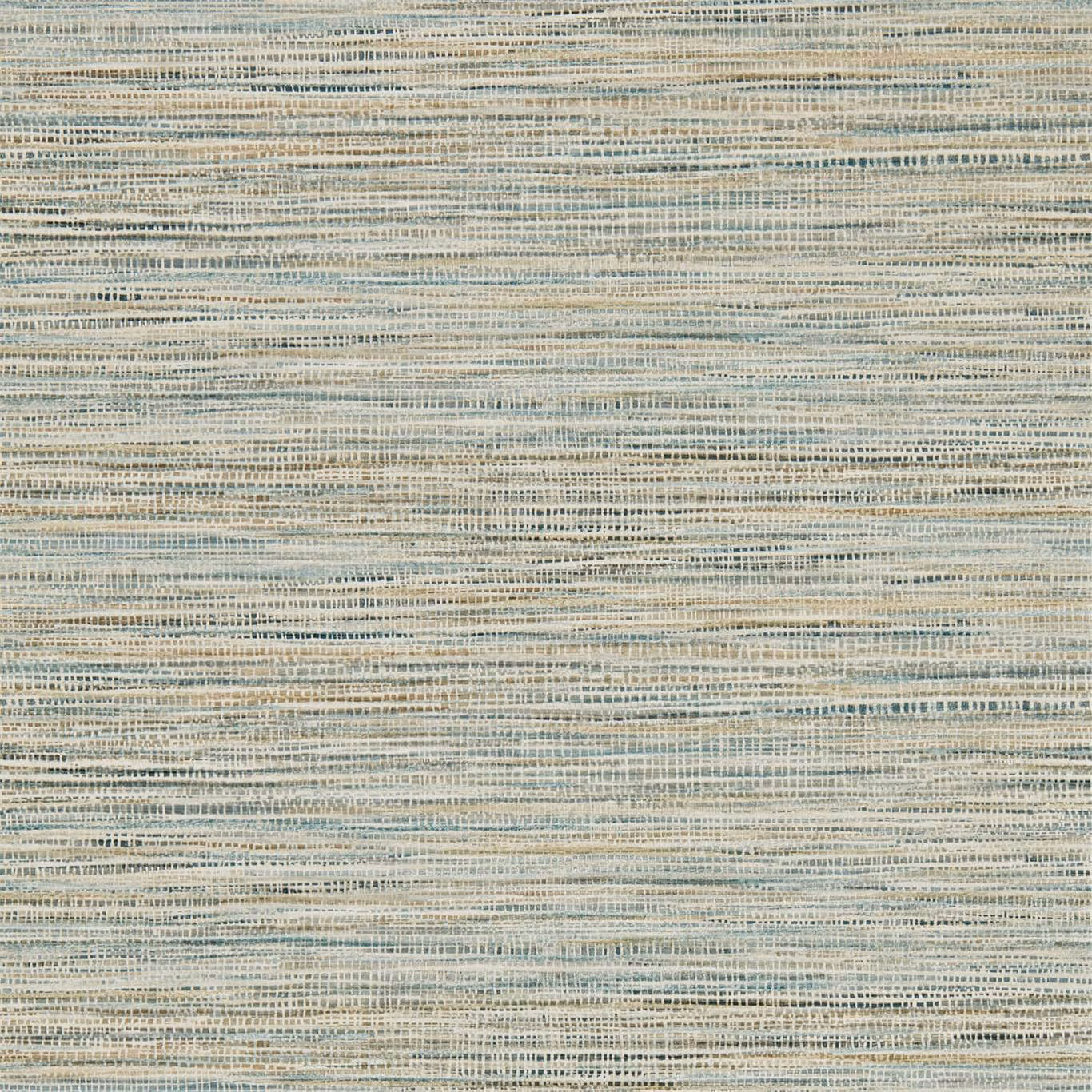 Fine horizontal teal, lichen and cream striated wallpaper texture with subtle woven-looking flecks