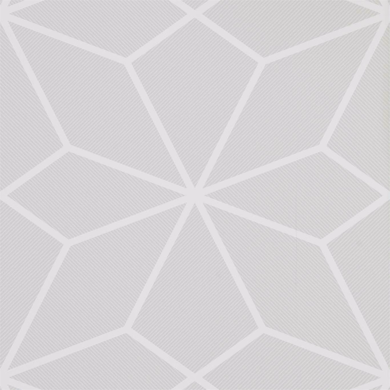 Chalky cool-grey wallpaper with white angular faceted lines and fine diagonal texture